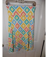 Lularoe Azure A-Line Skirt White W/Multi-colored Design Size S Women&#39;s EUC - €22,12 EUR