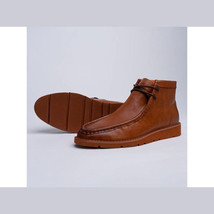 Men's TAYNO Wallabee Chukka Boots Mojave Smooth Leather Light Weight Cognac image 8