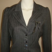 Rebecca Taylor Gray Wool Blend  Blazer Jacket Size 8 Embellished with pin  - £23.48 GBP