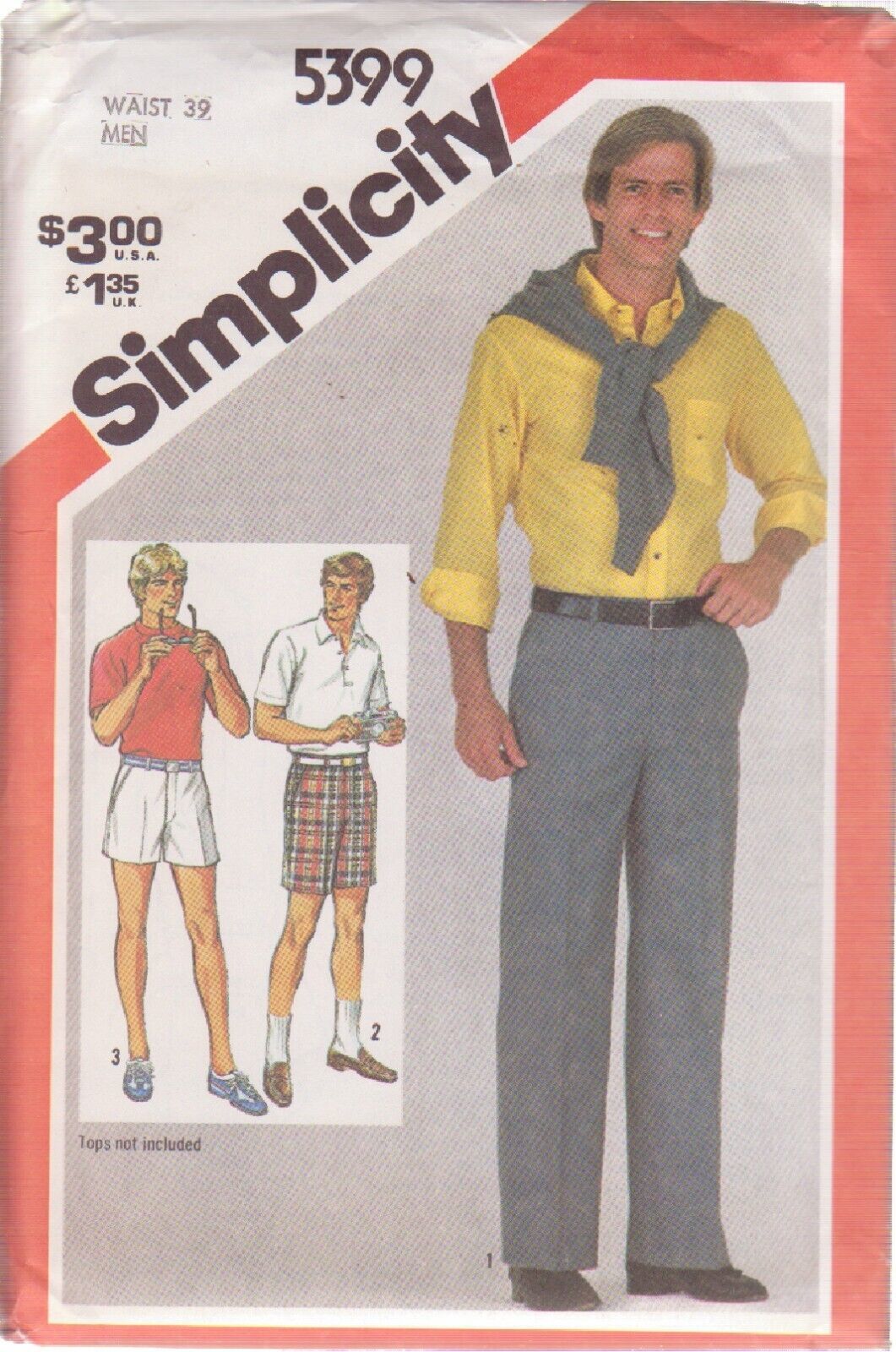 SIMPLICITY PATTERN 5399 SIZE 39 WAIST MEN&#39;S SHORTS 2 LTHS &amp; PANTS UNCUT - $3.00