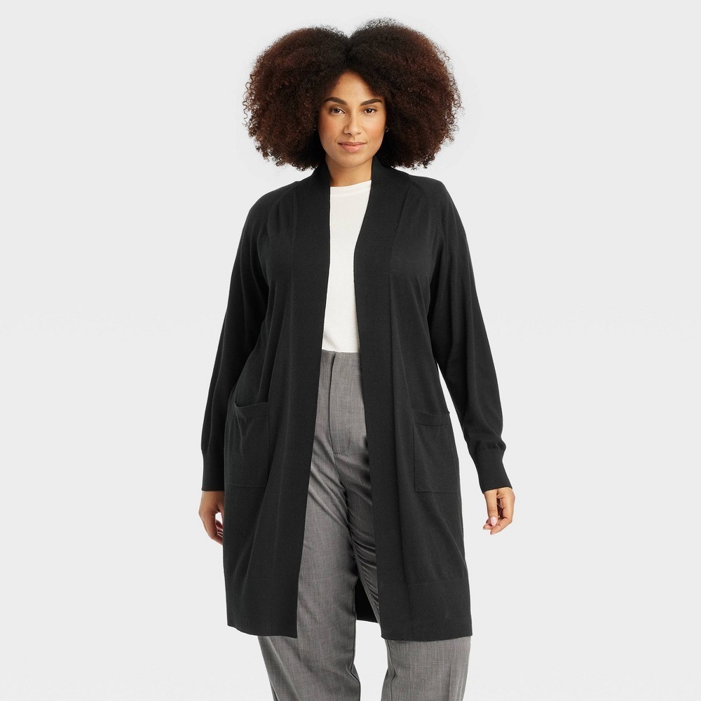 A New Day Women&#39;s Plus Duster Cardigan 2X Black W Pockets New - $29.99