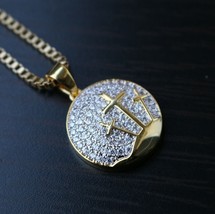 2.40Ct Round Simulated Diamond Men&#39;s Gift Pendant 14K Yellow Gold Plated Silver - £153.09 GBP