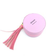 sjenert Jewellery boxes Portable Mini PU Leather Round Travel Jewelry Box, Pink - £11.25 GBP