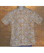 Van Heusen Hawaiian Shirt Gold Orange Red Palm Leaves Size Large - €19,60 EUR