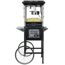 FunTime FT860CB 8oz Premium Black Popcorn Popper Machine Maker Cart Vintage - $338.99
