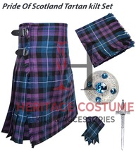 Highland Traditional Pride of Scotland Tartan 8 yard Kilts For Men&#39;s Cus... - £70.00 GBP+