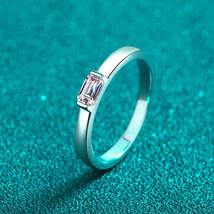 GRA Certified Bar Set Emerald Cut 0.5ct Moissanite S925 Designer Ring - £59.53 GBP