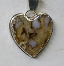 Out Of This World Montana Agate Heart Pendant Handmade Set In Sterling Silver - £114.67 GBP