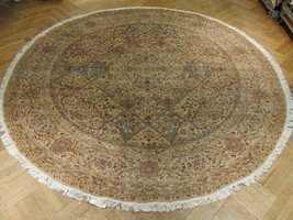 9x9 Pastel tone High End Wool &amp; Silk for sale Handmade Round Oriental Rug - £1,858.43 GBP