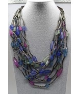 Linea Louis Dell Olio Silver Tone Mardi Gras Necklace Multi Color Glass ... - $30.00