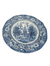 Staffordshire Liberty Blue Historic Colonial Scene Independence Hall 10&quot; Plate - £11.84 GBP