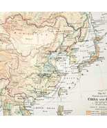 1916 Map China Japan Mongolia Korea Asia Physical Political Boundaries D... - $41.13 CAD