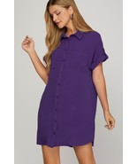 She + Sky Full Size Button Down Short Sleeve Woven Shirt Dress Plus Size - $66.44 CAD+