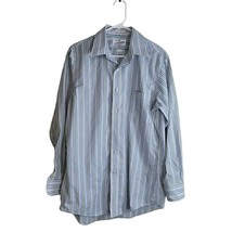 Stripe Button Down Shirt Dress Sears Roebuck and Co Made in USA 15.5 32 33 - £8.95 GBP