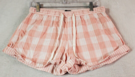 Topshop Pajama Shorts Womens Size 8 Pink Check Cotton Elastic Waist Draw... - $9.94
