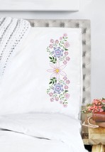 Tobin Stamped For Embroidery Pillowcase Pair 20&quot;X30&quot;-Star Flower T232255 - £15.55 GBP