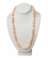 Vintage Womens Karla Jordan Peach Pastel Glass Bead Necklace 24&quot; Long - $39.81 CAD