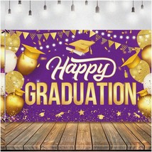 2024 Grad Celebration Extravaganza - Purple &amp; Gold XL Banner: Happy Grad... - $32.66