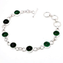 Green Onyx Round Shape Gemstone Handmade Fashion Bracelet Jewelry 7-8&quot; SA 1960 - £3.20 GBP