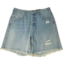 Wild Fable Blue Denim High Rise Bermuda Cut Off Distressed Shorts Womens Sz 14 - $24.99