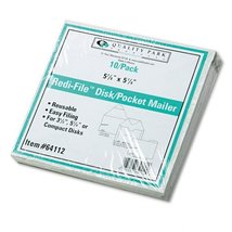 Quality Park : Redi-File Disk Pocket Mailer, 5 3/4 x 5 3/4, Recycled, Wh... - $32.00