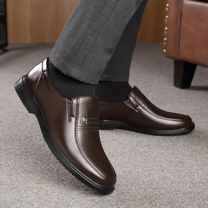 Genuine Leather shoes Men Loafers Slip On Business Casual Leather Shoes ... - $51.85