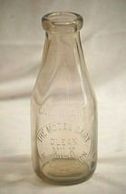 Vintage The Model Dairy Clean Milk Higgins &amp; Son 1 Qt Liquid Jar Glass C... - $39.59