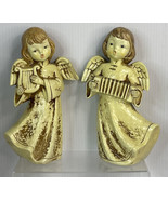 Vintage Pair Mache Composite Angel W/Music Instruments Japan 9&quot; Tall - £21.91 GBP