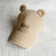 Love Bear Ears Hat Autumn Winter Letter Bear Embroidery Warm Cap Baseball Cap - £12.57 GBP