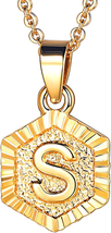 Initial Necklaces for Women Yellow Gold/Platinum Plated Hexagon Letter Pendant N - £12.23 GBP