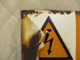 Porcelain Electrical Hazard Warning Sign Czech Vintage Safety Poster - £137.59 GBP