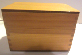 Vintage PSI Wood Wooden Dovetail Index Card File Recipe Box - £16.85 GBP