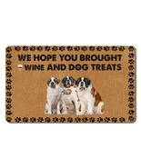 Funny St. Bernard Dogs Doormat Wine And Dog Treats Mat Gift For Dog Mom ... - £30.92 GBP