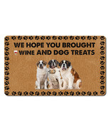 Funny St. Bernard Dogs Doormat Wine And Dog Treats Mat Gift For Dog Mom ... - $54.72 CAD