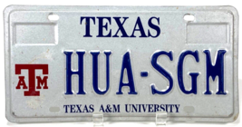 Texas A&amp;M University License Plate- HUA-SGM -Expired - £63.38 GBP