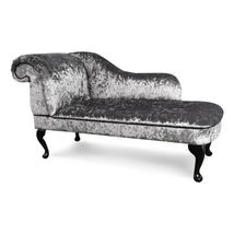 Ashford Handmade Non-Tufted Steel Crushed Velvet Chaise Lounge Bedroom Accent  - £247.80 GBP