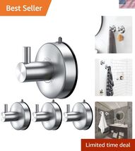 Suction Cup Hooks for Shower Set of 4 Brushed Nickel Towel Hooks for Bat... - $43.03