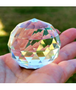 Round Faceted Lead Crystal Glass Prism Paper Weight Suncatcher VTG *READ - £10.08 GBP