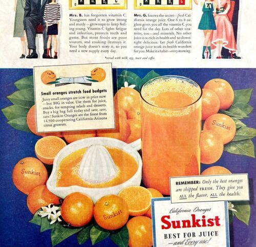 Primary image for Sunkist California Oranges 1948 Advertisement Orange Juice Beverage DWHH4