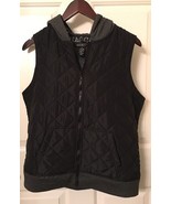Style &amp; Co Women’s Black Gray Quilted Hooded Vest Size:M EUC - €22,85 EUR