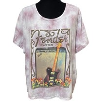 Fender Purple Tie Dye Guitar Amp Mushrooms Flowers T-Shirt Size 18/20 2X - £11.21 GBP