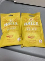 HALLS Relief Honey Lemon Flavor Cough Drops, Lot Of 2 Bags (60 Total Drops) - £7.96 GBP