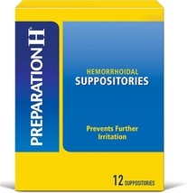 Preparation H Hemorrhoid Suppositories For Itching And Discomfort Relief - 12 Co - £16.77 GBP