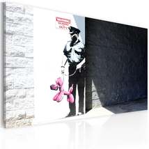 Tiptophomedecor Stretched Canvas Street Art - Banksy: Police Guard And Pink Ball - $79.99+