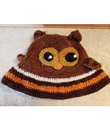 Crocheted Chenille Brown Owl Hat Cap Baby 1-2 Years Old DayLee Designs FS - £12.08 GBP