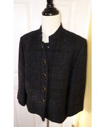 VICTOR ALFARO Metallic Black Acrylic/Wool 3/4 Sleeve Cropped Dress Jacke... - $40.07 CAD
