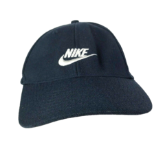 Vintage Nike Baseball Hat Ball Cap Navy Blue Script Spell Out 80s 90s Wool Blend - £29.28 GBP