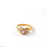 Yellow Gold Plated Amethyst Clear Cubic Zirconia CZ Flower Ring Size 10.5 - $9.50