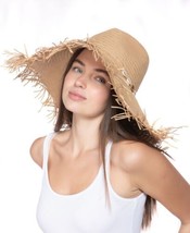 allbrand365 designer Womens Oversized Fedora Top Frayed Floppy Hat,One Size - £41.47 GBP