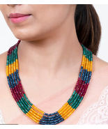 Five Layer Real Multi Colour Onyx Stone Beads Necklace for Women Stone N... - £24.39 GBP